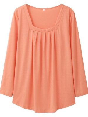 Casual Regular Plain Square Neck Long Sleeve Tops - Image 15