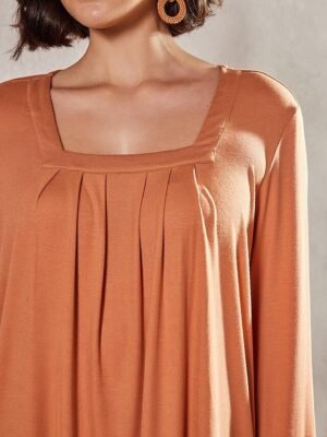 Casual Regular Plain Square Neck Long Sleeve Tops - Image 5
