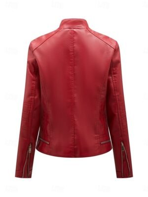 Casual Regular Plain Stand Collar Long Sleeve Short Jacket - Image 10