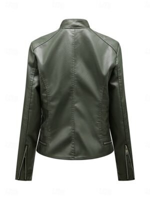 Casual Regular Plain Stand Collar Long Sleeve Short Jacket - Image 11