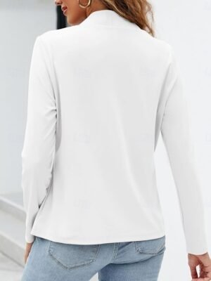 Casual Regular Plain Stand Collar Long Sleeve Blazer - Image 11