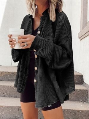 Casual Regular Plain Stand Collar Long Sleeve Jacket - Image 11