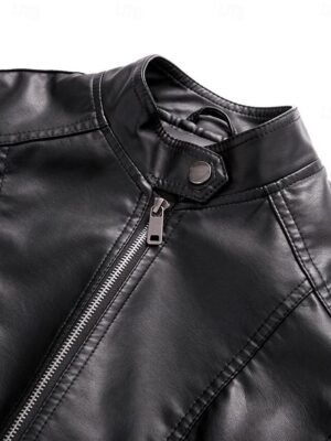 Casual Regular Plain Stand Collar Long Sleeve Short Jacket - Image 14