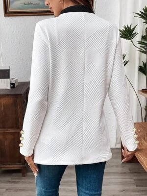 Casual Regular Plain Stand Collar Long Sleeve Jacket - Image 2