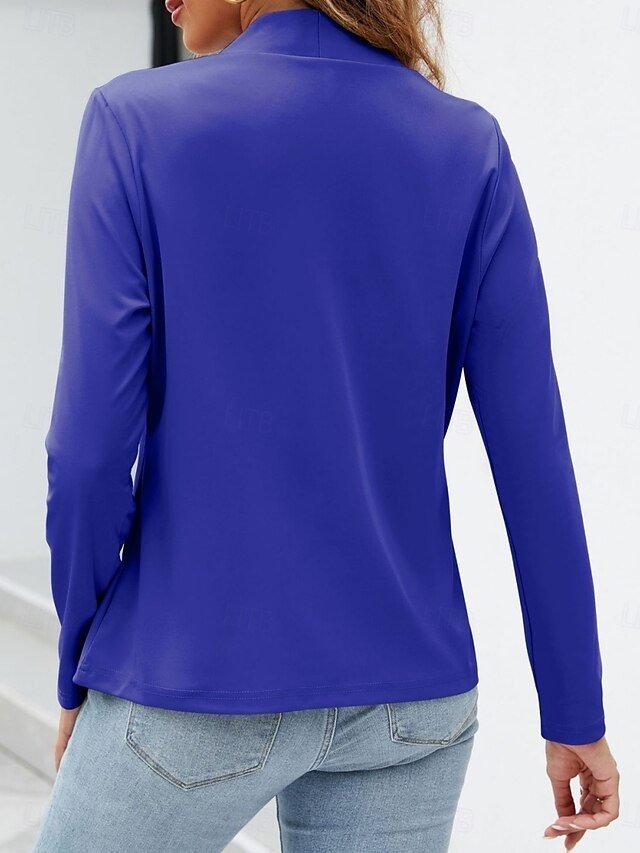 Casual Regular Plain Stand Collar Long Sleeve Blazer - Image 2