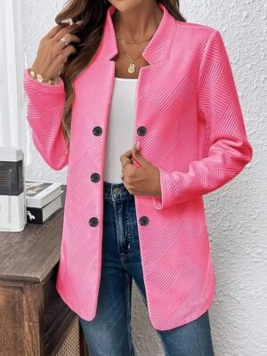 Casual Regular Plain Stand Collar Long Sleeve Blazer - Image 23
