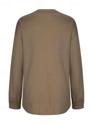 Casual Regular Plain Stand Collar Long Sleeve Jacket - Image 3