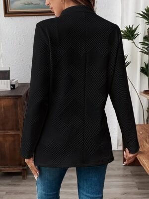 Casual Regular Plain Stand Collar Long Sleeve Blazer - Image 5