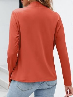 Casual Regular Plain Stand Collar Long Sleeve Blazer - Image 5