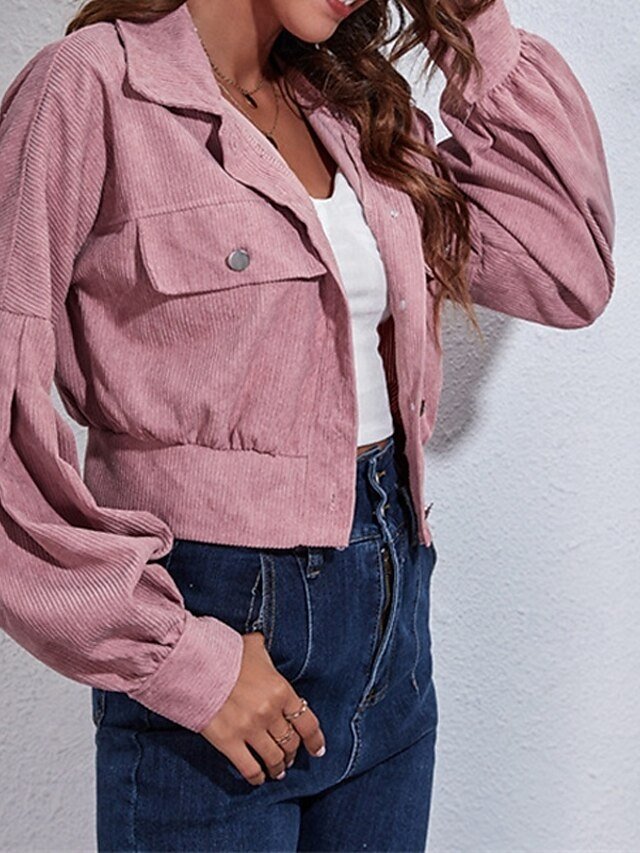 Casual Regular Plain Turndown Long Sleeve Jacket - Image 1