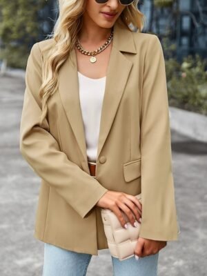 Casual Regular Plain Turndown Long Sleeve Blazer - Image 1