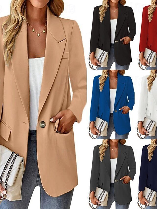 Casual Regular Plain Turndown Long Sleeve Blazer - Image 1