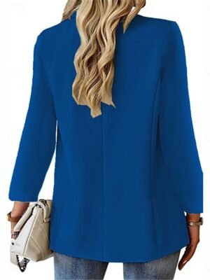 Casual Regular Plain Turndown Long Sleeve Blazer - Image 12