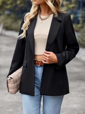 Casual Regular Plain Turndown Long Sleeve Blazer - Image 12