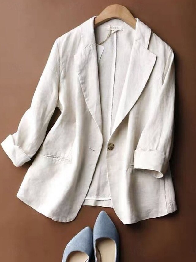 Casual Regular Plain Turndown Long Sleeve Blazer - Image 2