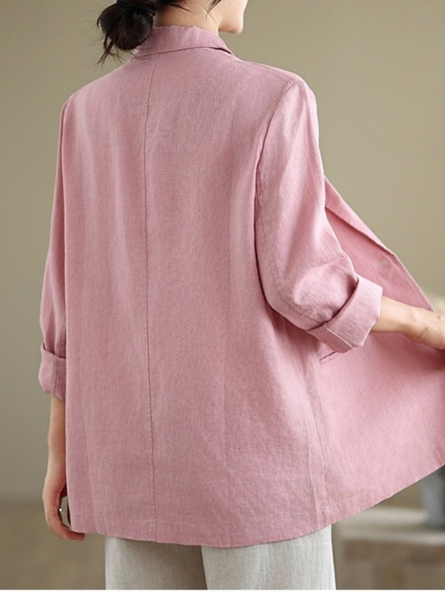 Casual Regular Plain Turndown Long Sleeve Blazer - Image 2
