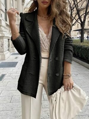 Casual Regular Plain Turndown Long Sleeve Blazer - Image 2