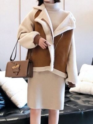 Casual Regular Plain Turndown Long Sleeve Regular Fleece Jacket - Image 2
