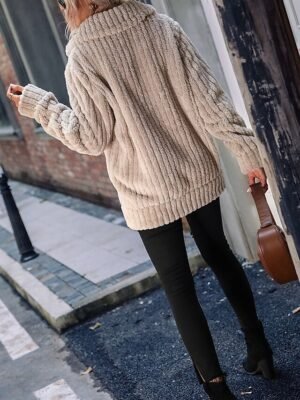 Casual Regular Plain Turndown Long Sleeve Fleece Jacket - Image 2