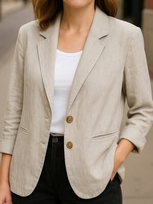 Casual Regular Plain Turndown Long Sleeve Blazer - Image 23