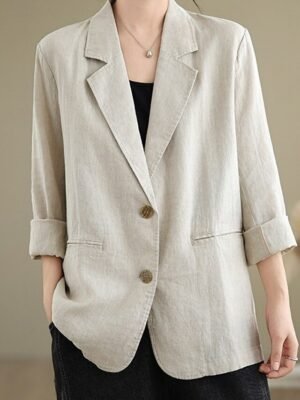 Casual Regular Plain Turndown Long Sleeve Blazer - Image 24