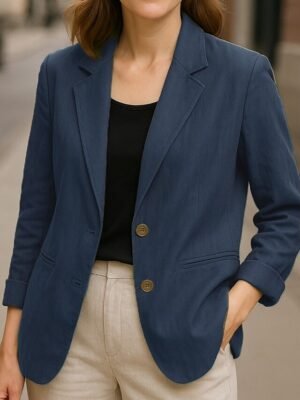 Casual Regular Plain Turndown Long Sleeve Blazer - Image 25