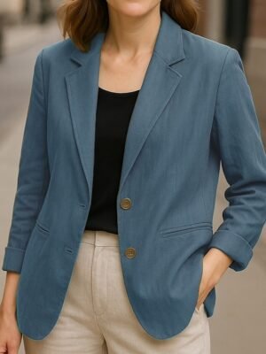 Casual Regular Plain Turndown Long Sleeve Blazer - Image 29