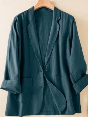 Casual Regular Plain Turndown Long Sleeve Blazer - Image 4