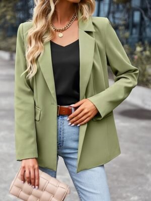 Casual Regular Plain Turndown Long Sleeve Blazer - Image 7