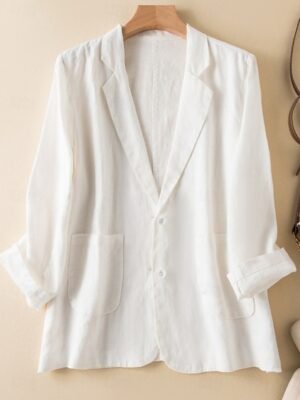 Casual Regular Plain Turndown Long Sleeve Blazer - Image 8