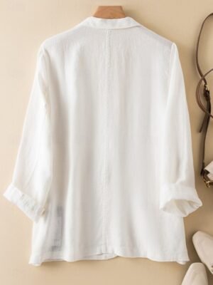 Casual Regular Plain Turndown Long Sleeve Blazer - Image 9