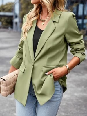 Casual Regular Plain Turndown Long Sleeve Blazer - Image 9