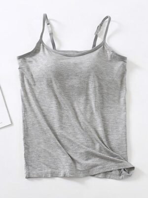Casual Regular Plain U Neck Sleeveless Tank Top - Image 3