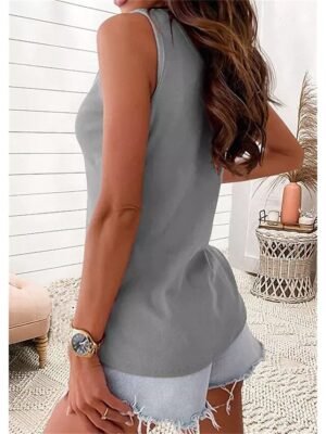 Casual Regular Plain U Neck Sleeveless Tank Top - Image 3