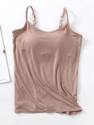 Casual Regular Plain U Neck Sleeveless Tank Top - Image 4