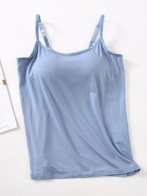Casual Regular Plain U Neck Sleeveless Tank Top - Image 7