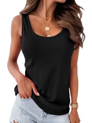 Casual Regular Plain U Neck Sleeveless Tank Top - Image 7