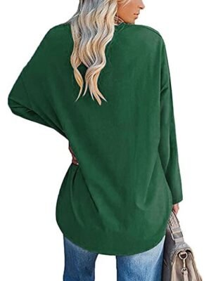 Casual Regular Plain V Neck Long Sleeve Tops - Image 15
