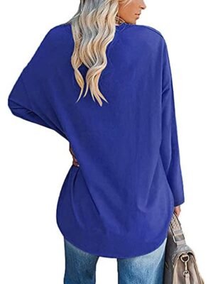 Casual Regular Plain V Neck Long Sleeve Tops - Image 30