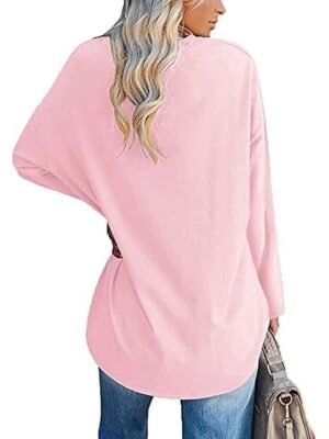 Casual Regular Plain V Neck Long Sleeve Tops - Image 8