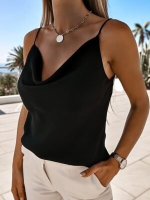 Casual Regular Plain V Neck Sleeveless Camisole - Image 4