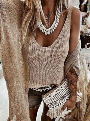 Casual Regular Plain V Neck Sleeveless Camisole - Image 4
