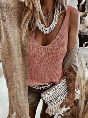Casual Regular Plain V Neck Sleeveless Camisole - Image 6