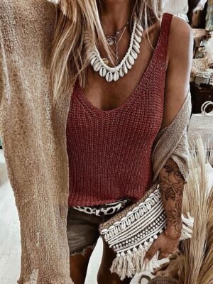 Casual Regular Plain V Neck Sleeveless Camisole - Image 7