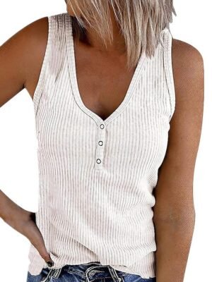 Casual Regular Plain V Neck Sleeveless Vest - Image 1
