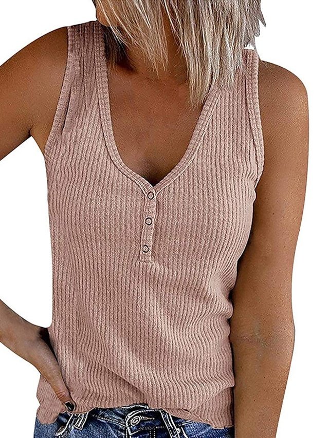 Casual Regular Plain V Neck Sleeveless Vest - Image 2