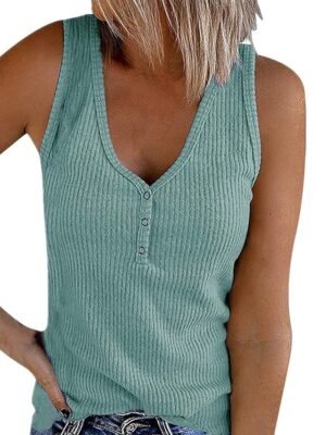 Casual Regular Plain V Neck Sleeveless Vest - Image 4