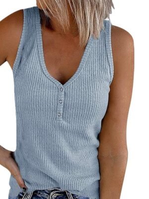 Casual Regular Plain V Neck Sleeveless Vest - Image 6