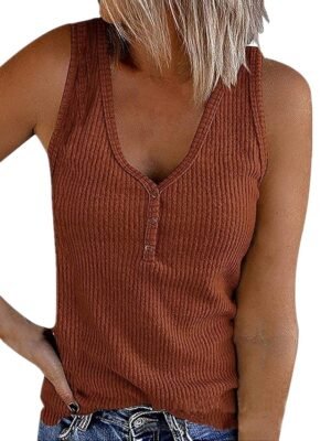 Casual Regular Plain V Neck Sleeveless Vest - Image 7