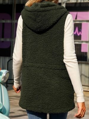 Casual Regular Plain Zipper Sleeveless Regular Vest - Image 3